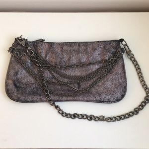Brushed metallic clutch/evening bag.